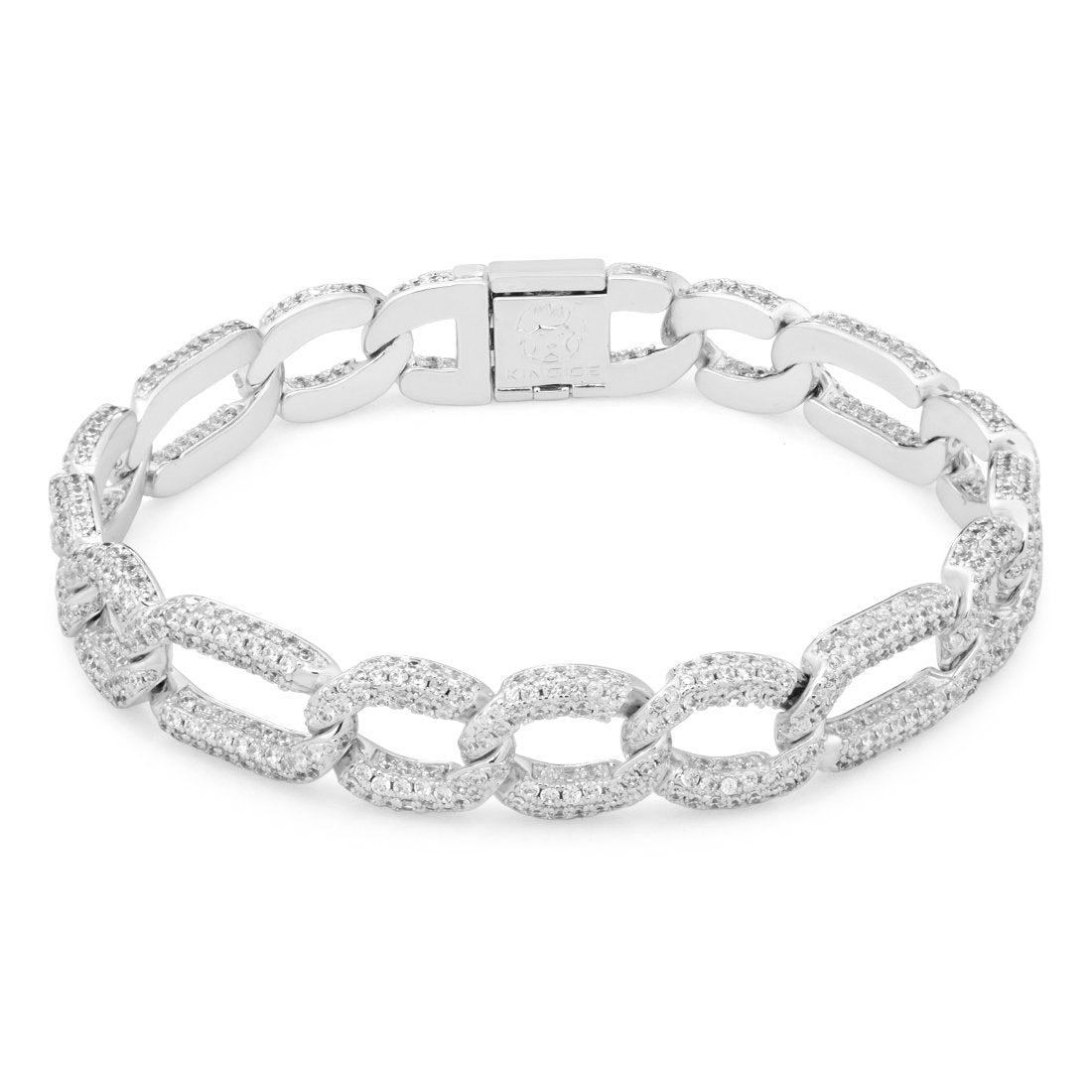 10mm Iced Figaro Bracelet in Gold Plated / White Gold / 8" by King Ice