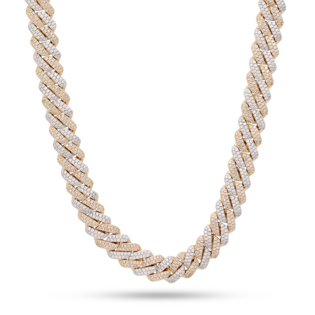 12mm Iced Diamond Cut Miami Cuban Link Chain in Gold Plated / 14K/White Gold / 18" by King Ice