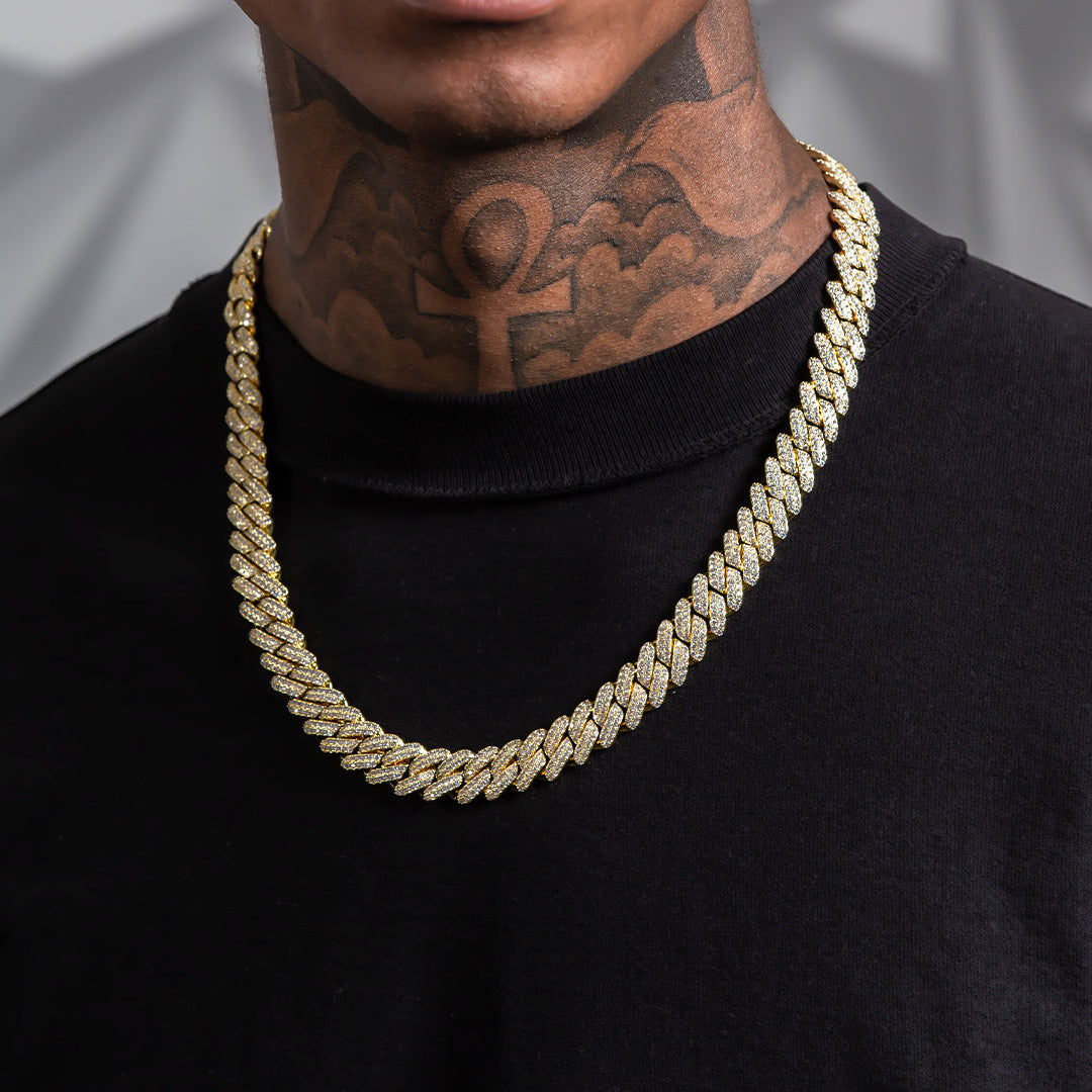 12mm Iced Diamond Cut Miami Cuban Link Chain  in  by King Ice