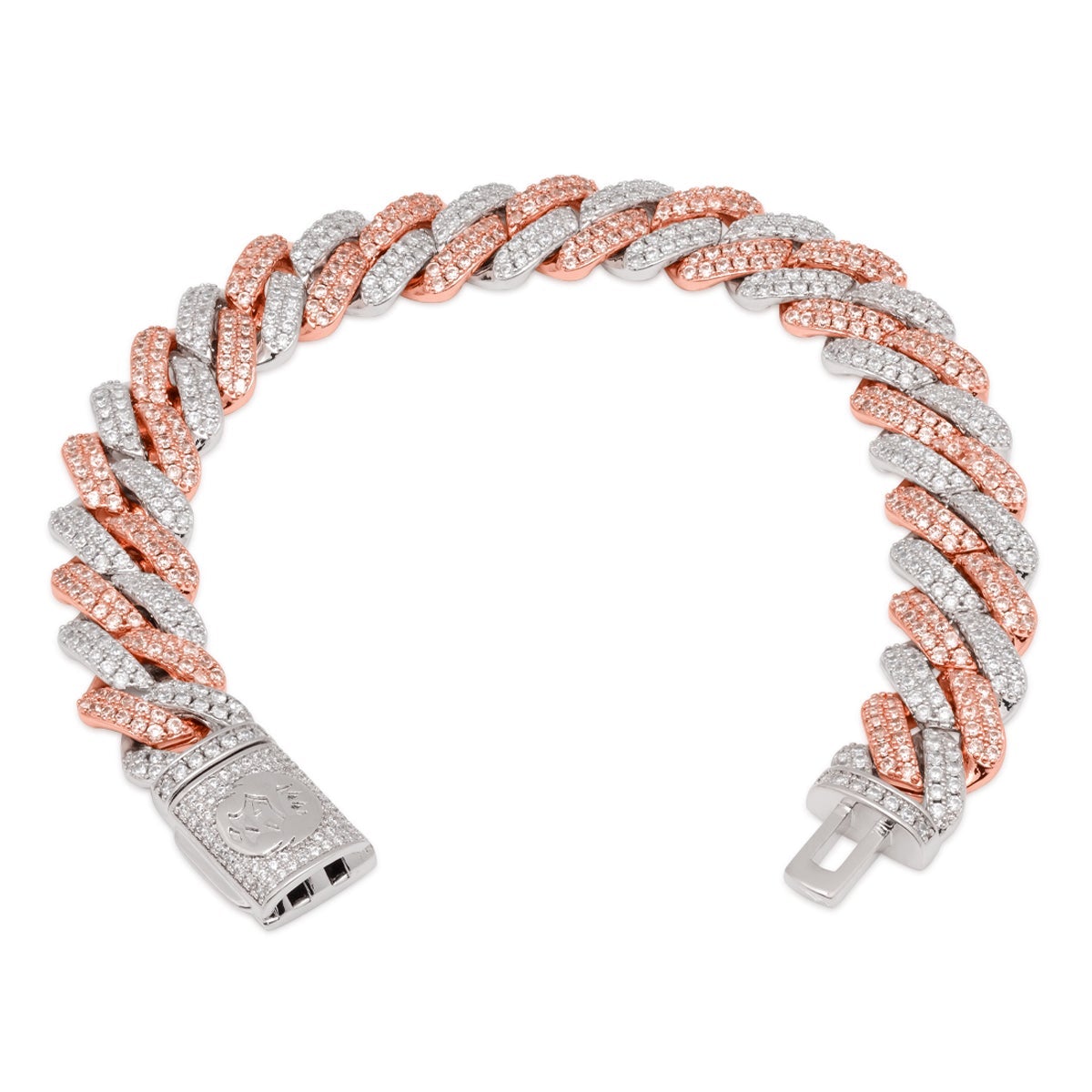 12mm Rose Gold Iced Diamond-Cut Miami Cuban Link Bracelet in by King Ice