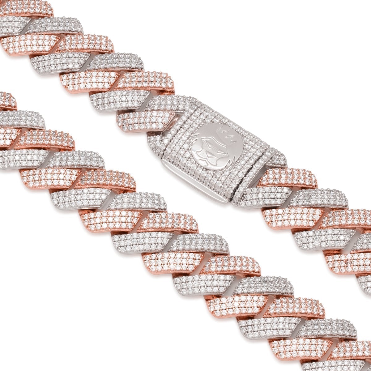 18mm Rose Gold Iced Diamond-Cut Miami Cuban Link Chain in by King Ice