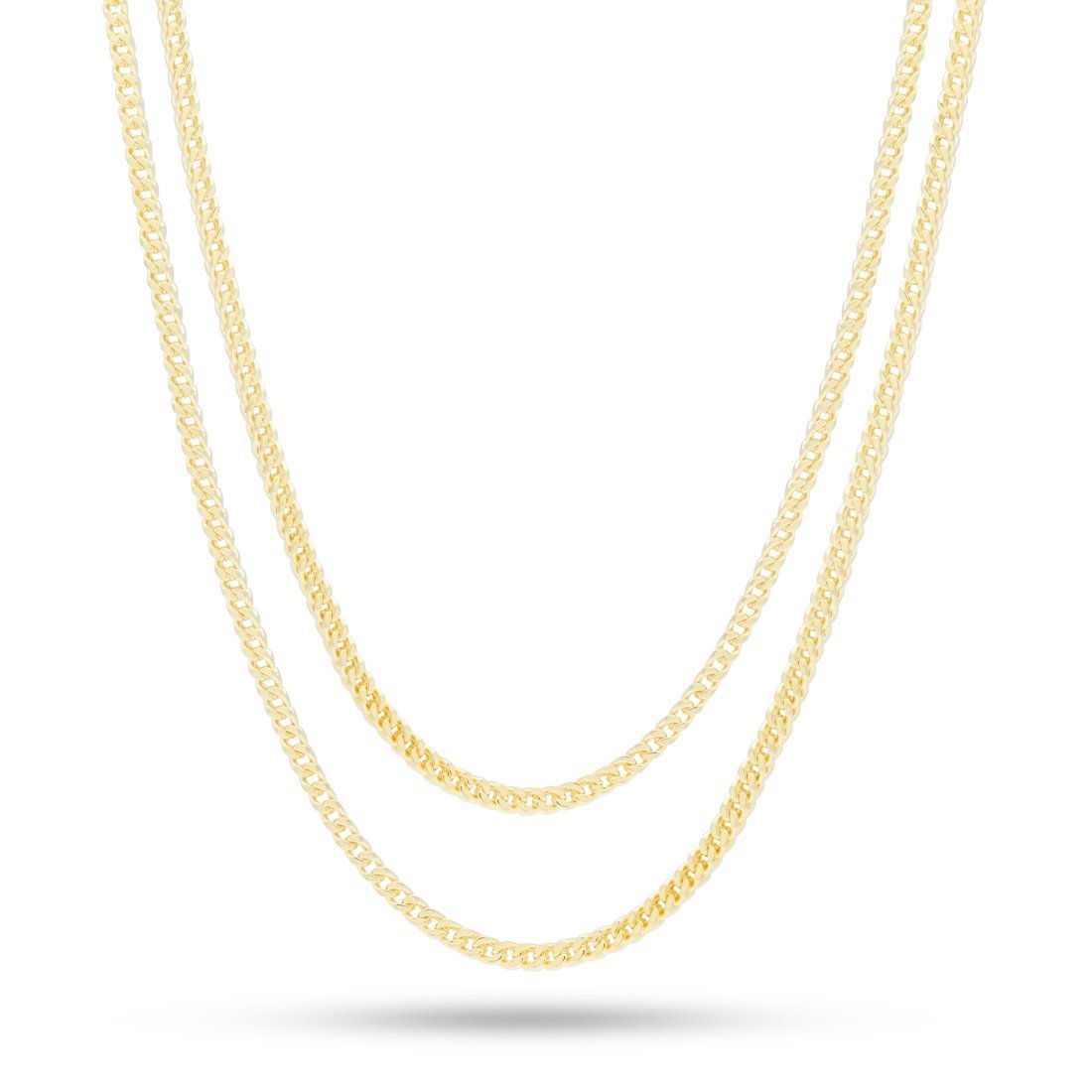 3mm Franco Chain Choker Set in Gold Plated / 14K Gold / 18"/20" by King Ice