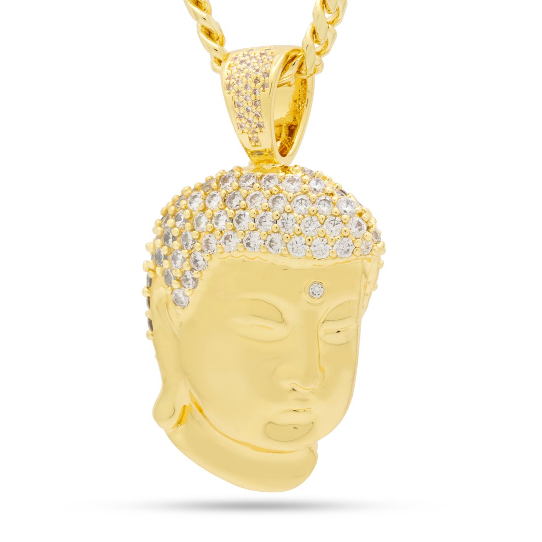 3D Boss Enlightened Buddha Necklace in 14K Gold / 2.1" by King Ice