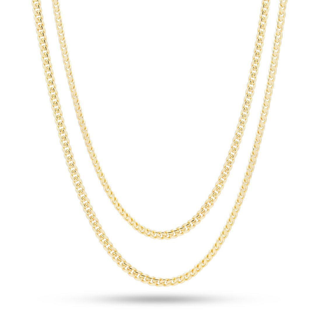 3mm Miami Cuban Link Chain Choker Set in Gold Plated / 14K Gold / 18"/20" by King Ice