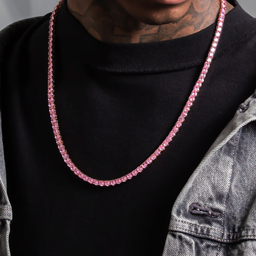 5mm Pink Tennis Chain  in  by King Ice