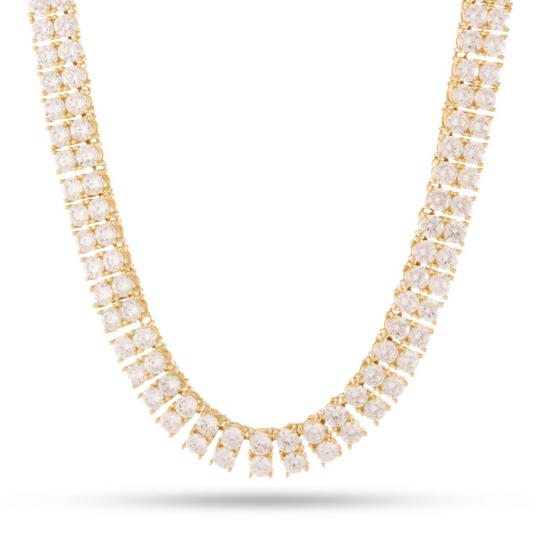 8mm Double-Row Tennis Chain  in  Gold Plated / 14K Gold / 18" by King Ice
