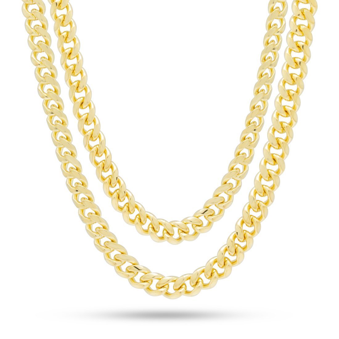 8mm Miami Cuban Link Chain Choker Set in Gold Plated / 14K Gold / 18"/20" by King Ice