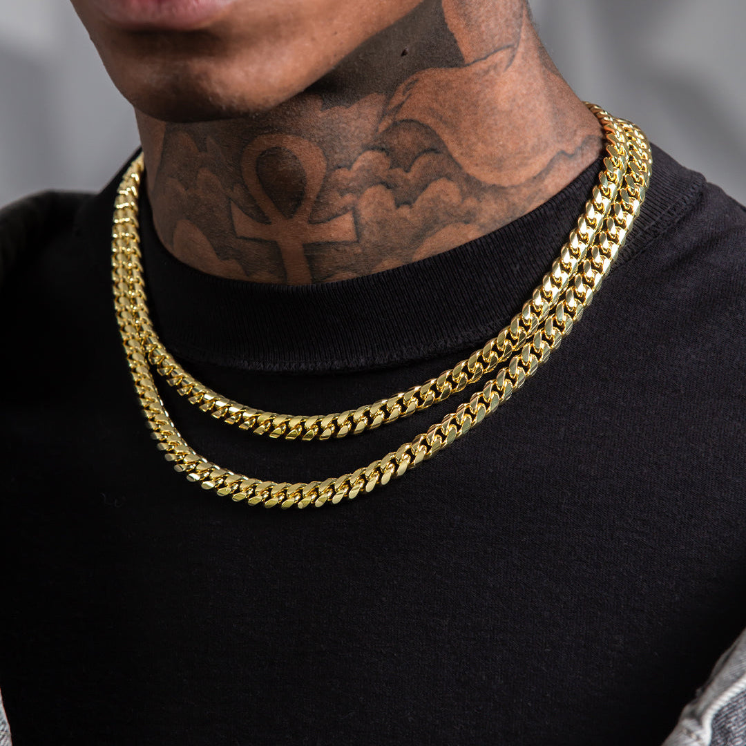 8mm Miami Cuban Link Chain Choker Set  in  by King Ice