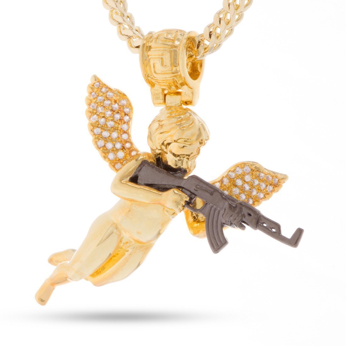 Archangel of Reprisal Necklace in 14K Gold / 1.6" by King Ice