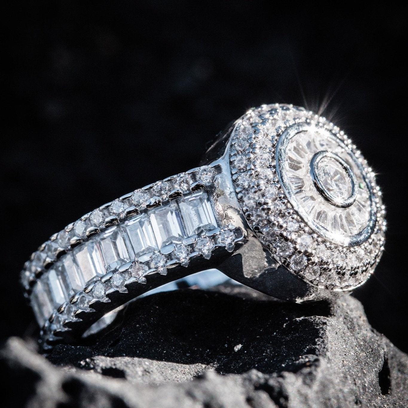 Baguette-Cut Cluster Ring  in  by King Ice