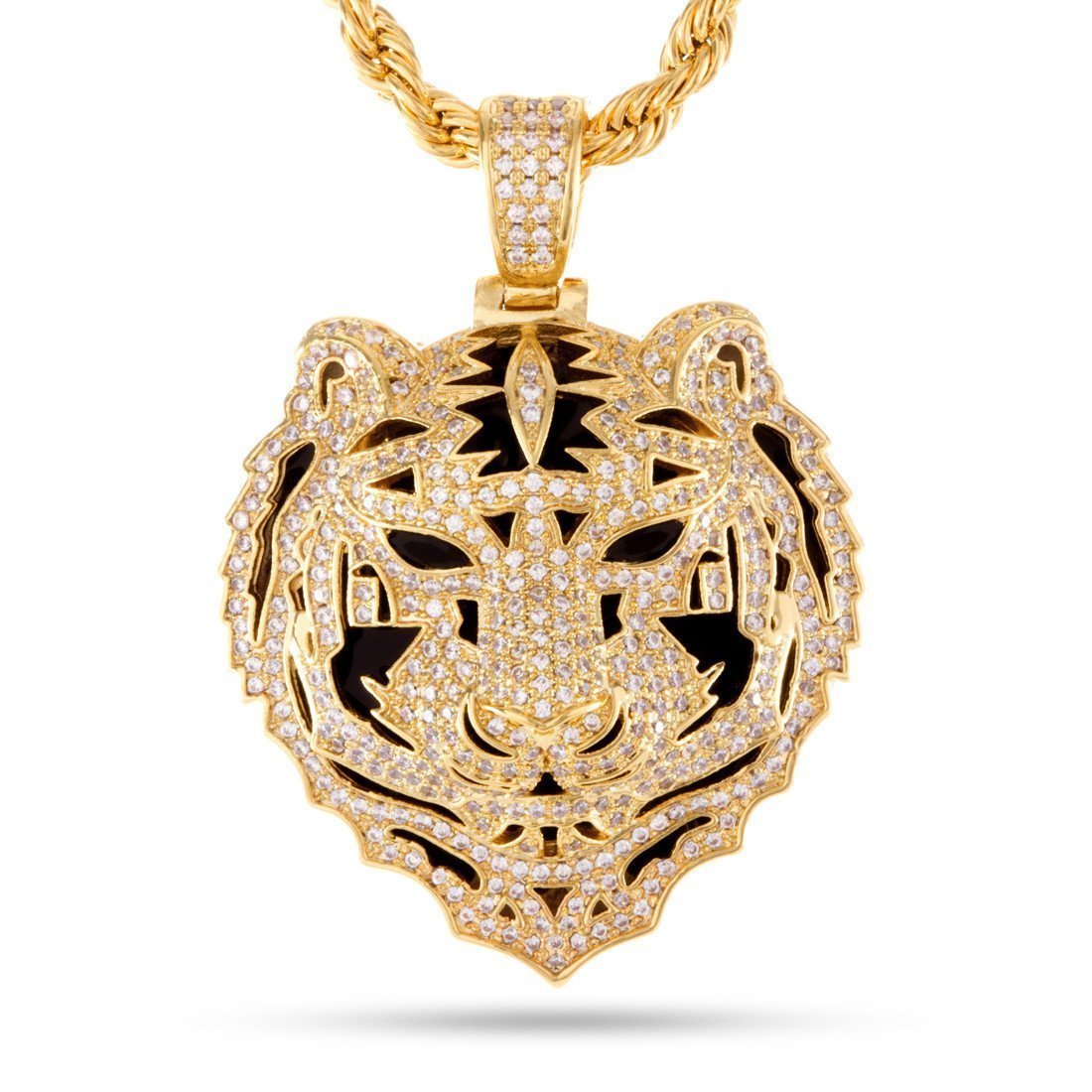 Bengal Tiger Necklace in 14K Gold / 2" by King Ice