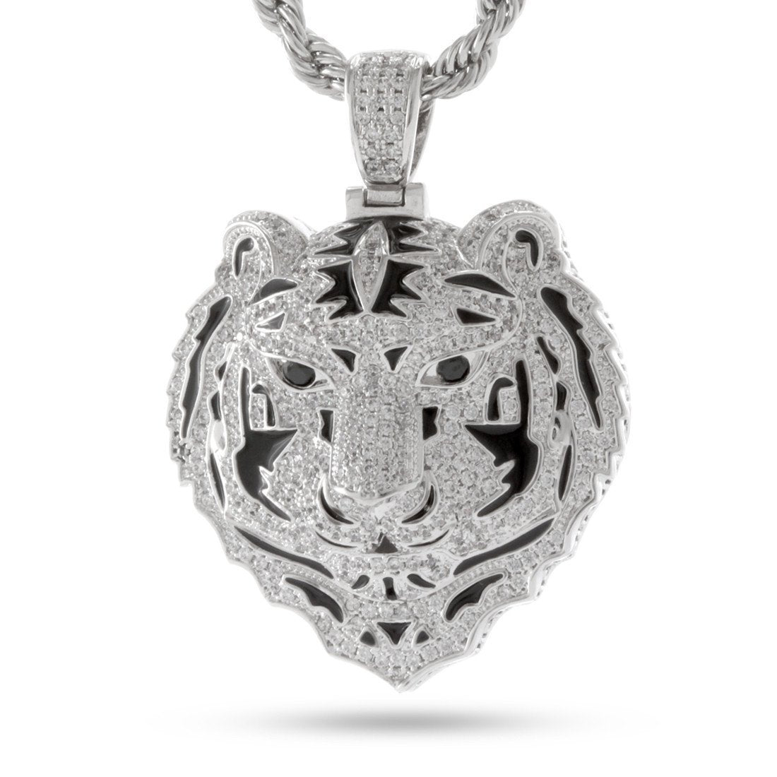 Bengal Tiger Necklace in White Gold / 2" by King Ice