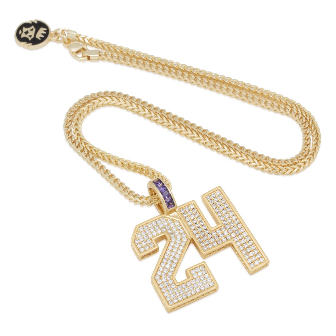 Black Mamba Classic Number 24 Necklace in 14K Gold / 1.7" by King Ice