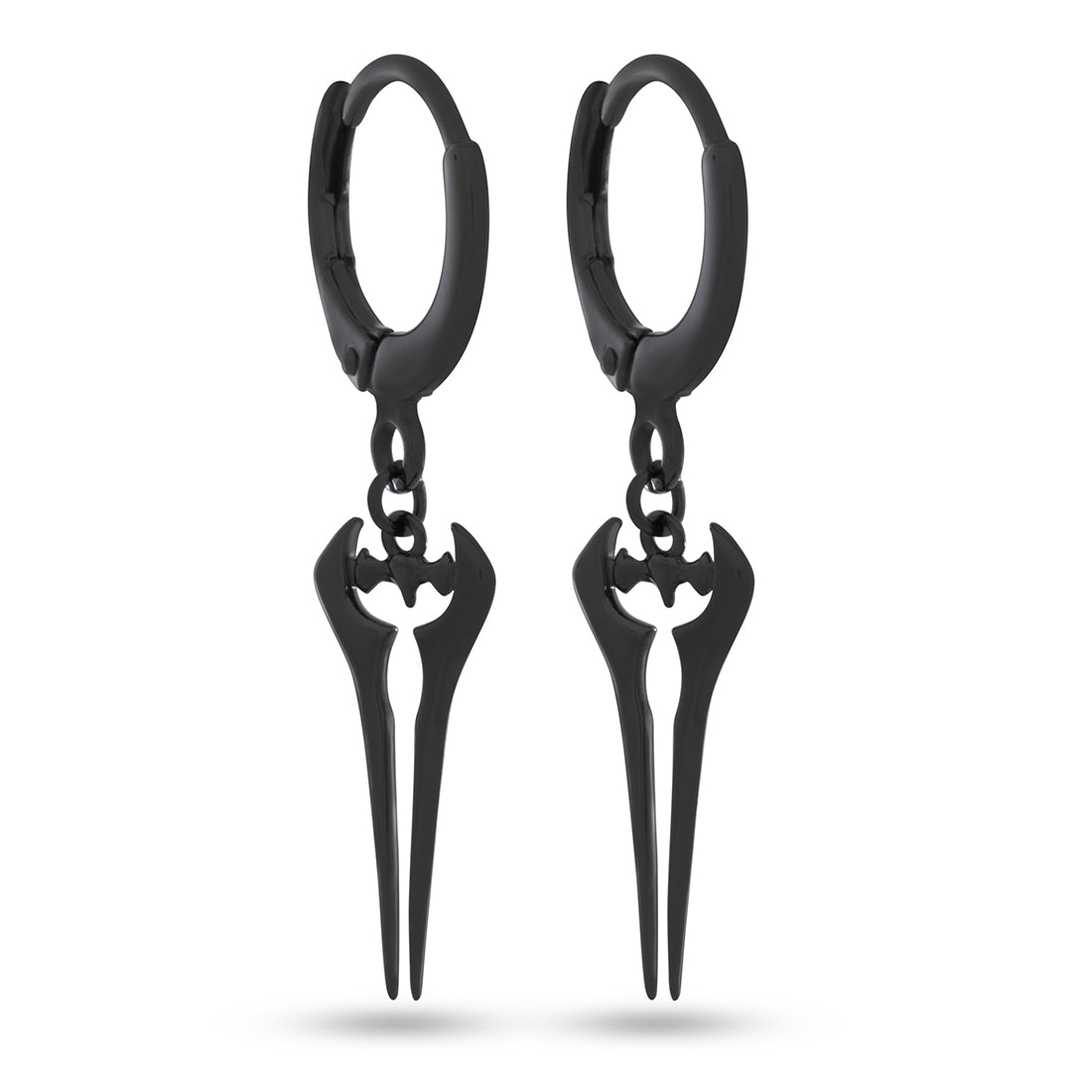 Halo x King Ice - Energy Sword Hanging Earrings in Sterling Silver / Black Gold / 1.4" by King Ice
