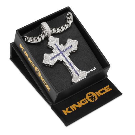 Fleur de Lis Cross Necklace in by King Ice