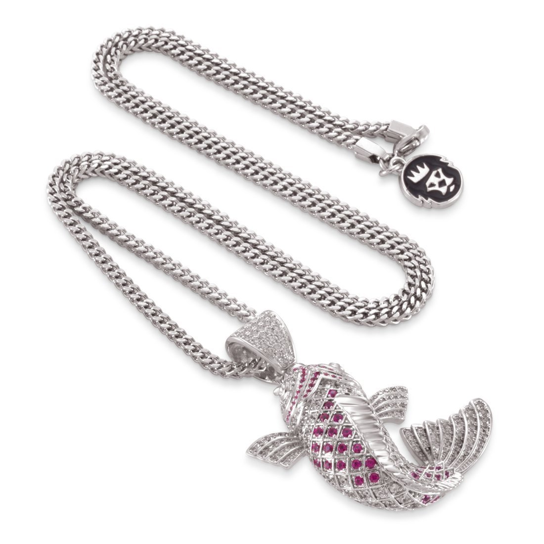 Gin Rin Kohaku Koi Fish Necklace in White Gold / 2.1" by King Ice
