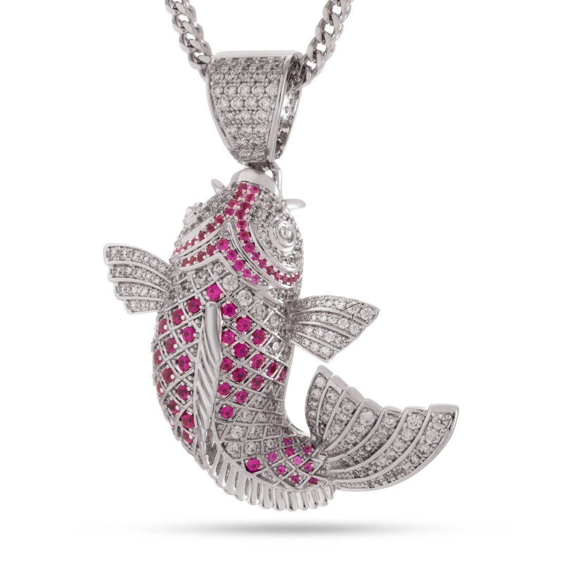 Gin Rin Kohaku Koi Fish Necklace in White Gold / 2.1" by King Ice