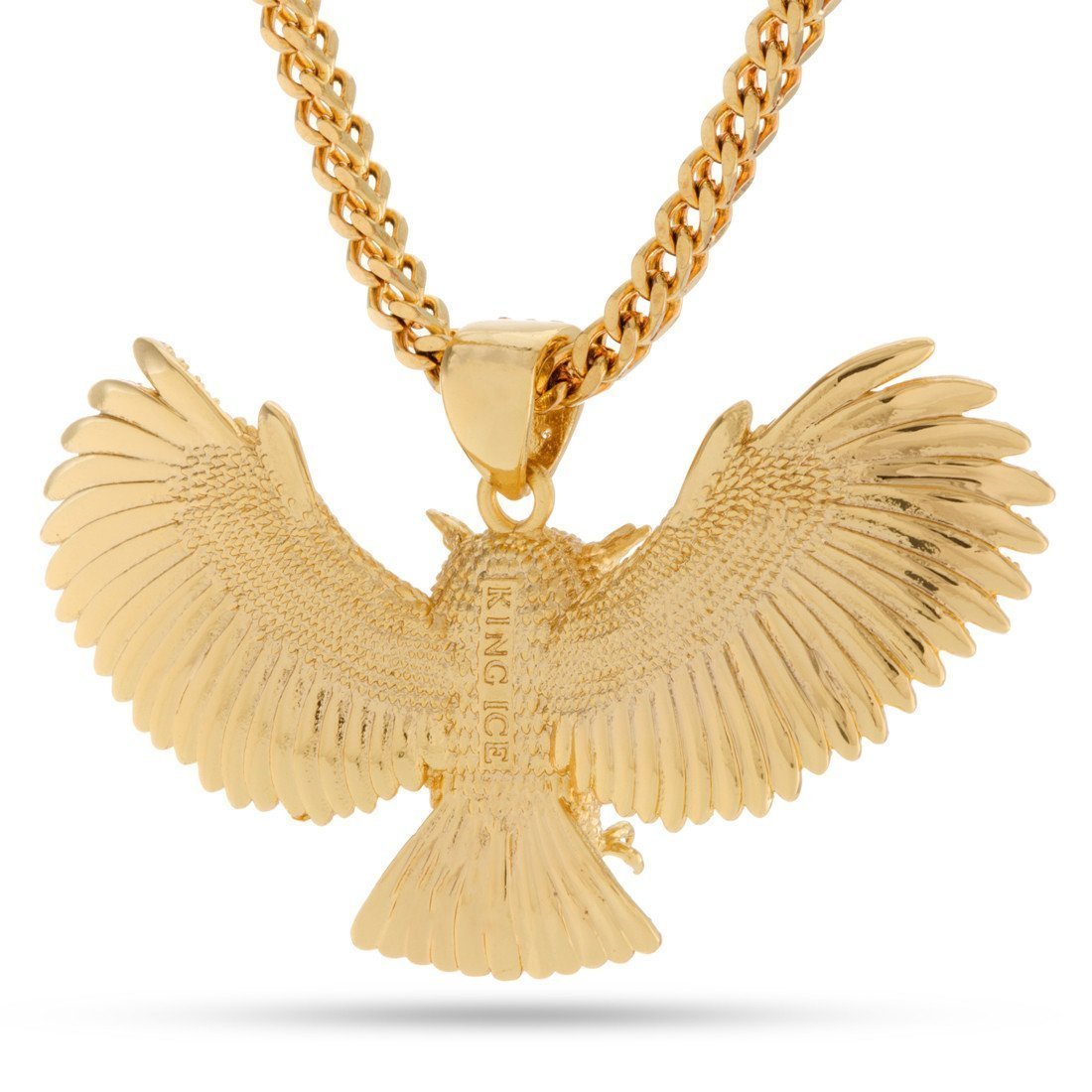 Great Horned Owl Necklace in 14K Gold / 1.2" by King Ice