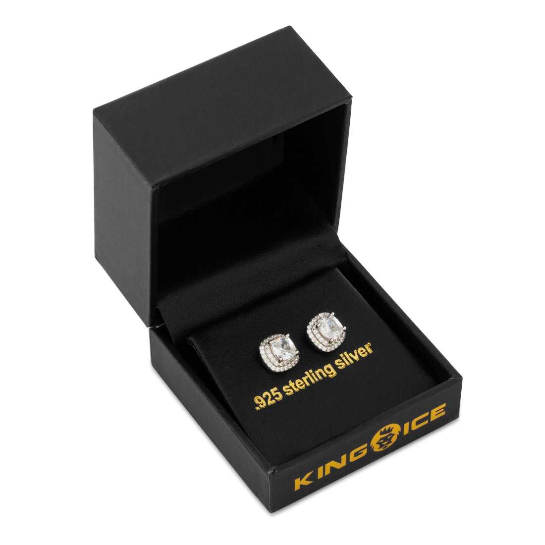 Halo Cushion-Cut Stud Earrings in by King Ice