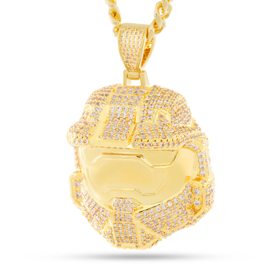 Halo x King Ice - Master Chief Helmet II Necklace in 14K Gold / 2.2" by King Ice