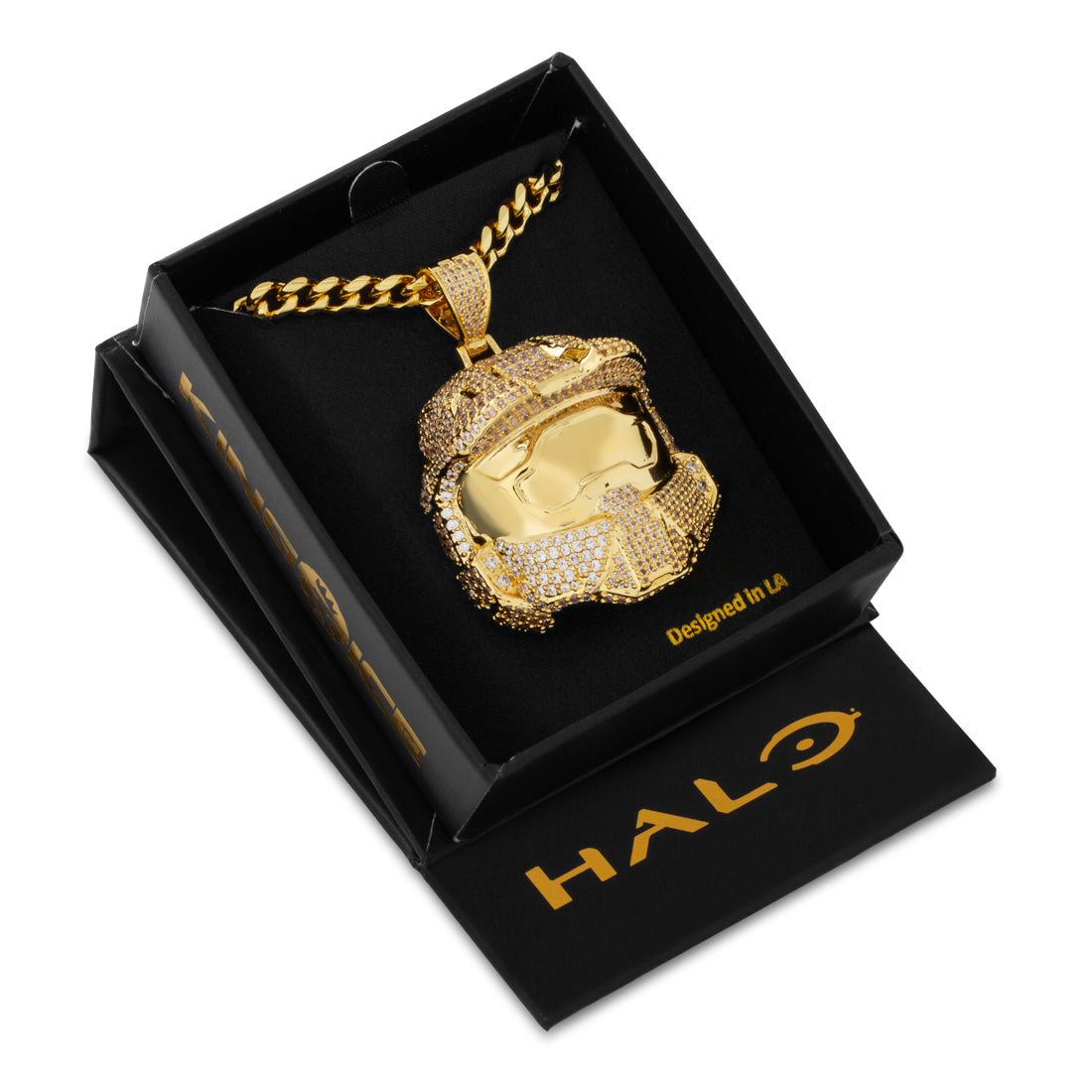 Halo x King Ice - Master Chief Helmet II Necklace in by King Ice