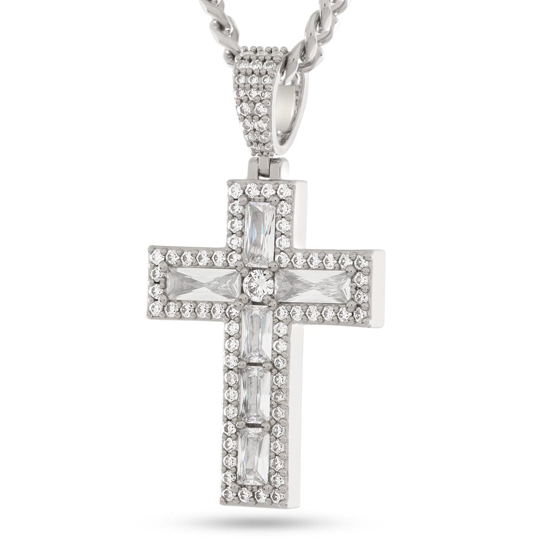 Holdfast Cross Necklace  in  White Gold by King Ice