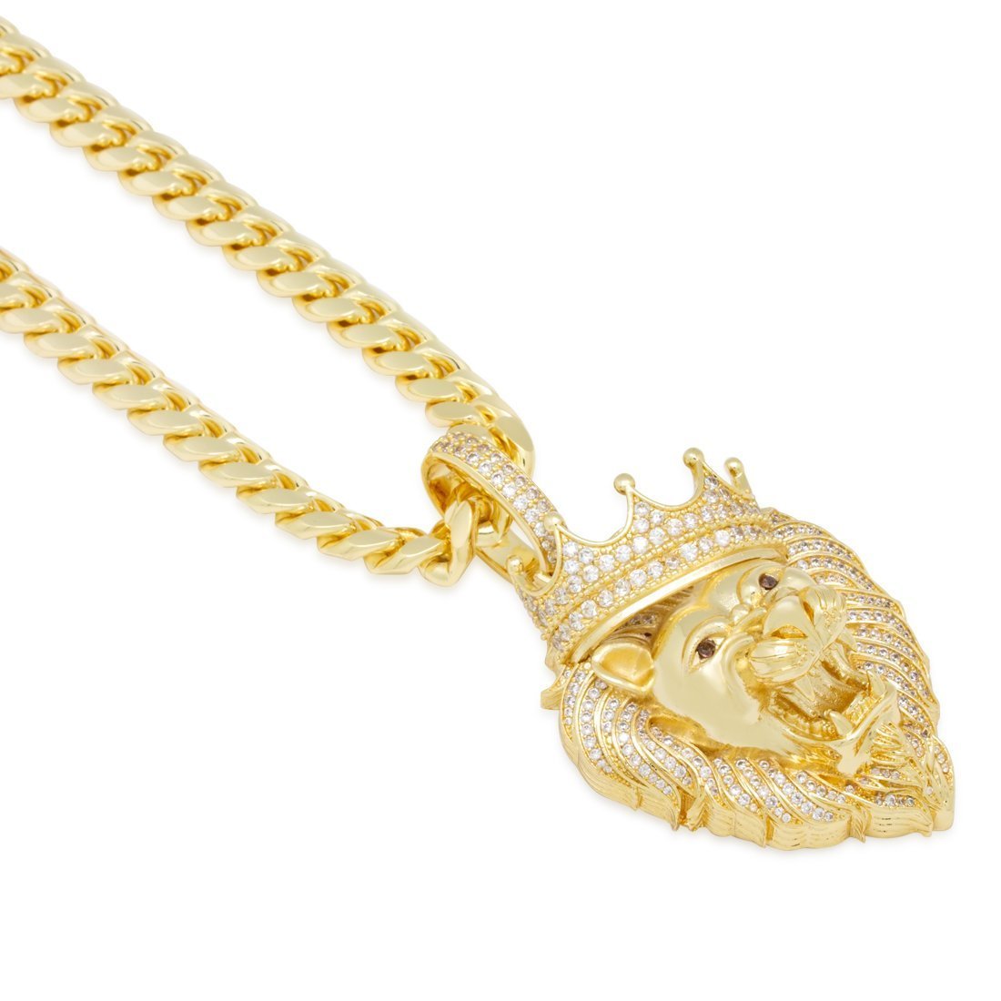 Iced Classic Roaring Lion Necklace in by King Ice