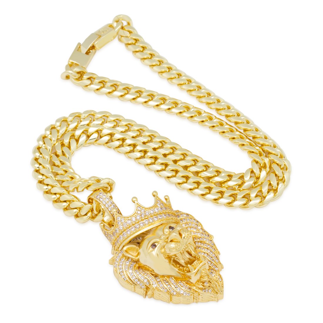 Iced Classic Roaring Lion Necklace  in  by King Ice
