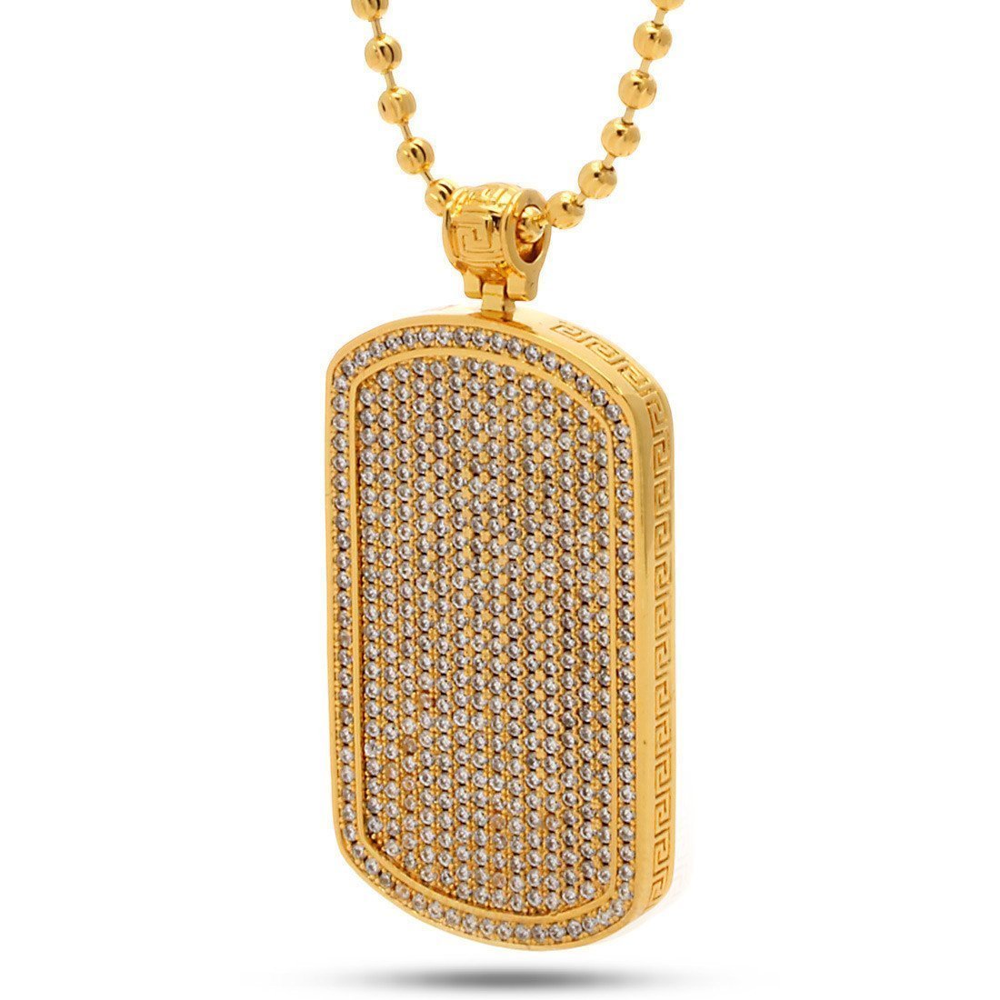 Iced Dog Tag Necklace  in  18K Gold / 1.9" by King Ice