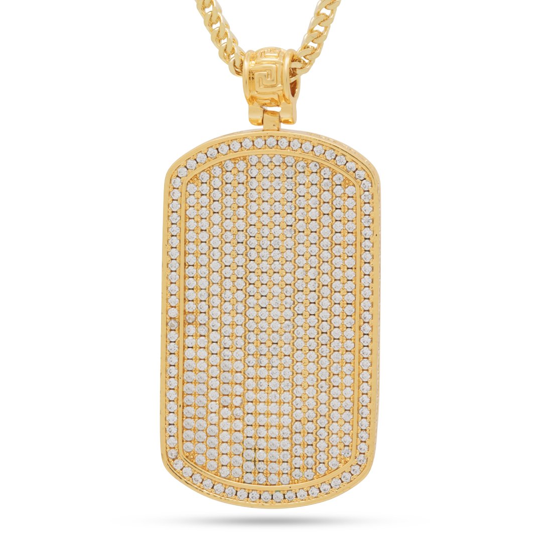 Iced Dog Tag Necklace  in  18K Gold / 2.4" by King Ice
