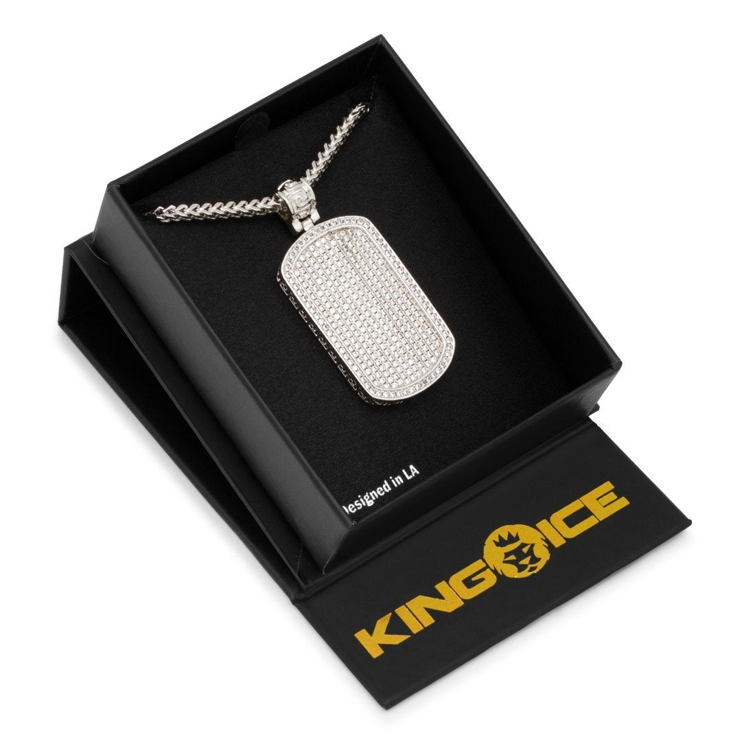 Iced Dog Tag Necklace in by King Ice