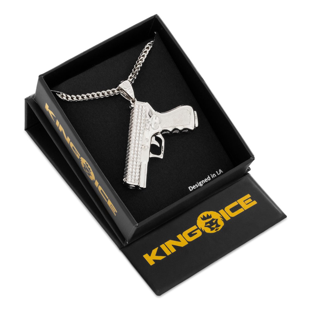 Iced Handgun Necklace in by King Ice