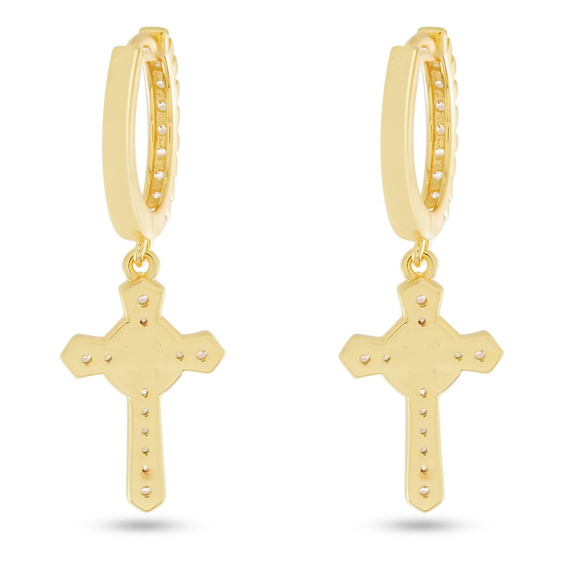 Iced Wrapped Cross Earrings  in  by King Ice