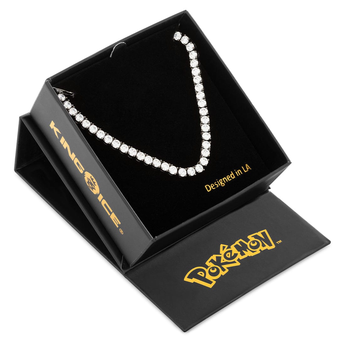 King Ice | Pokémon - 4mm Poké Ball Inspired Tennis Chain in Black Gold / 20" by King Ice