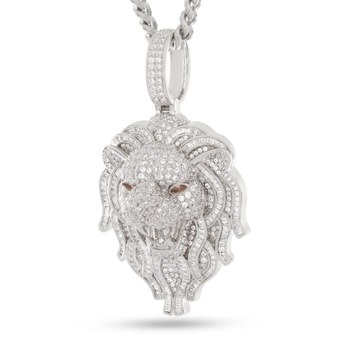 Lion Necklace in White Gold by King Ice