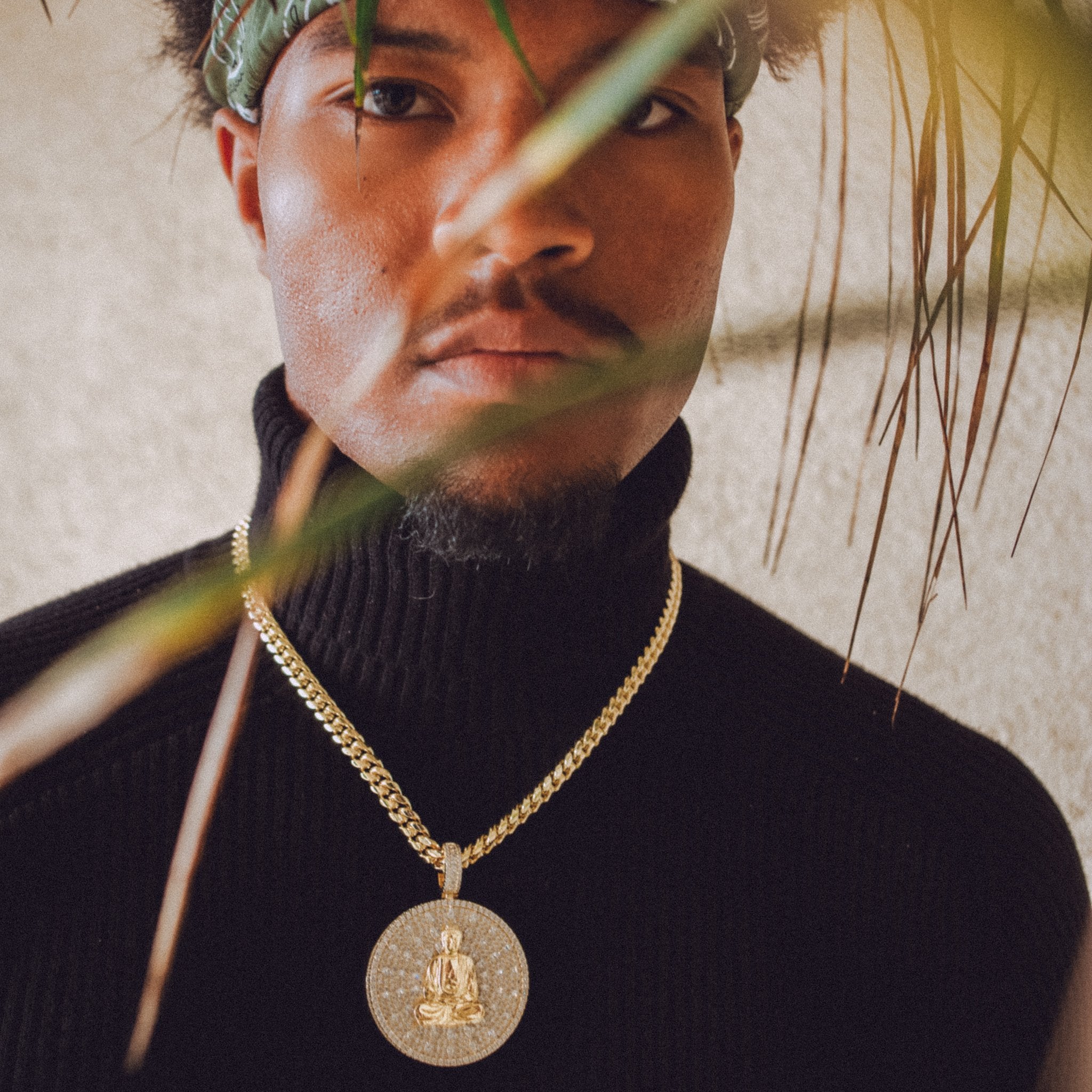 Meditating Buddha Necklace in 14K Gold / 2.5" by King Ice