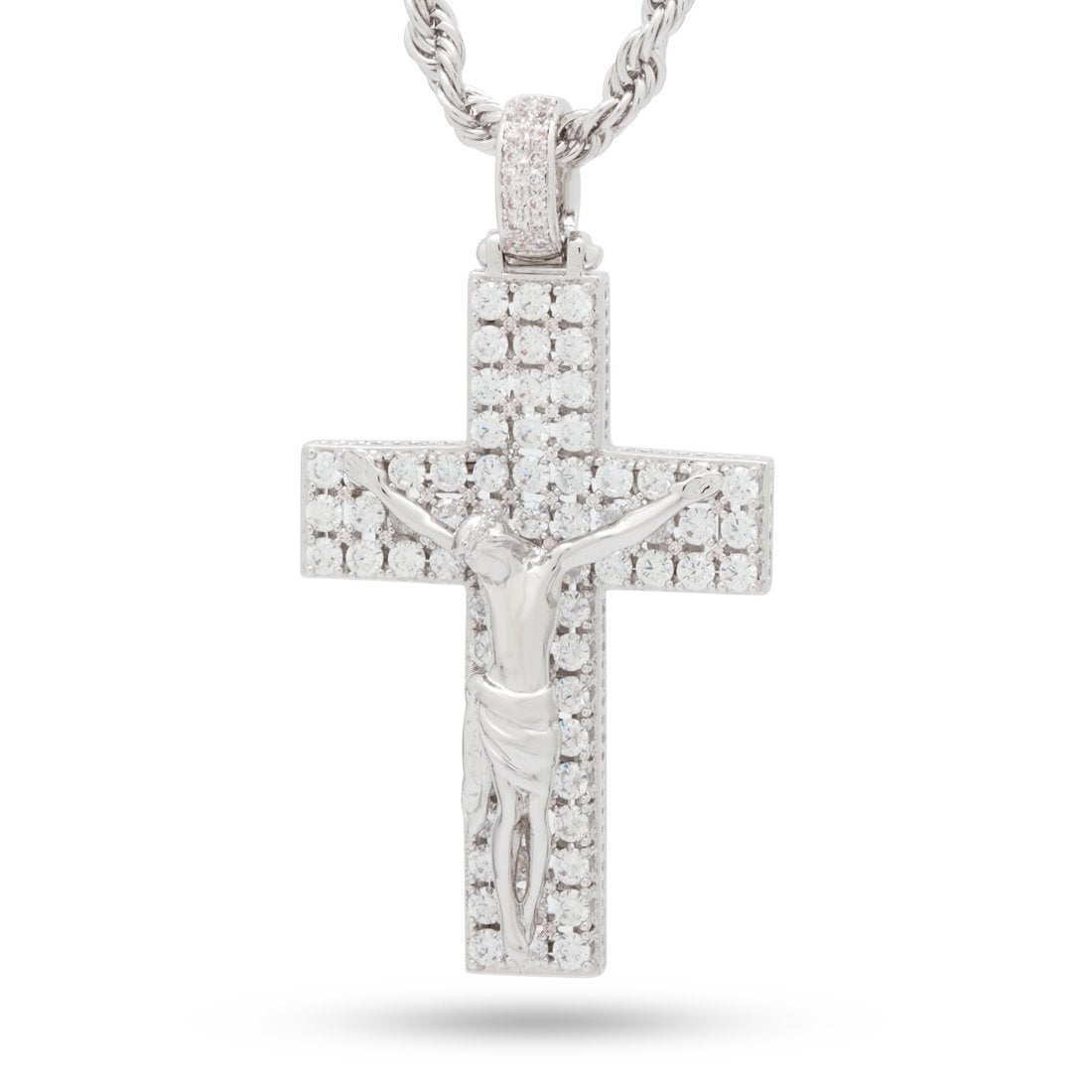 Notorious B.I.G. x King Ice - Biggie Crucifix Necklace in White Gold / 2.5" by King Ice