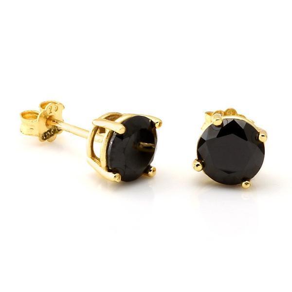 Onyx Brilliant-Cut Stud Earrings in Sterling Silver / 14K Vermeil / 5mm by King Ice