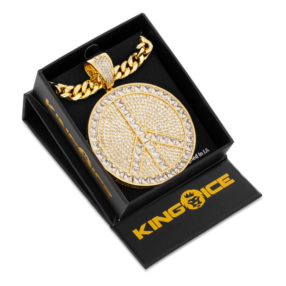 Peace and Love Medallion Necklace in by King Ice