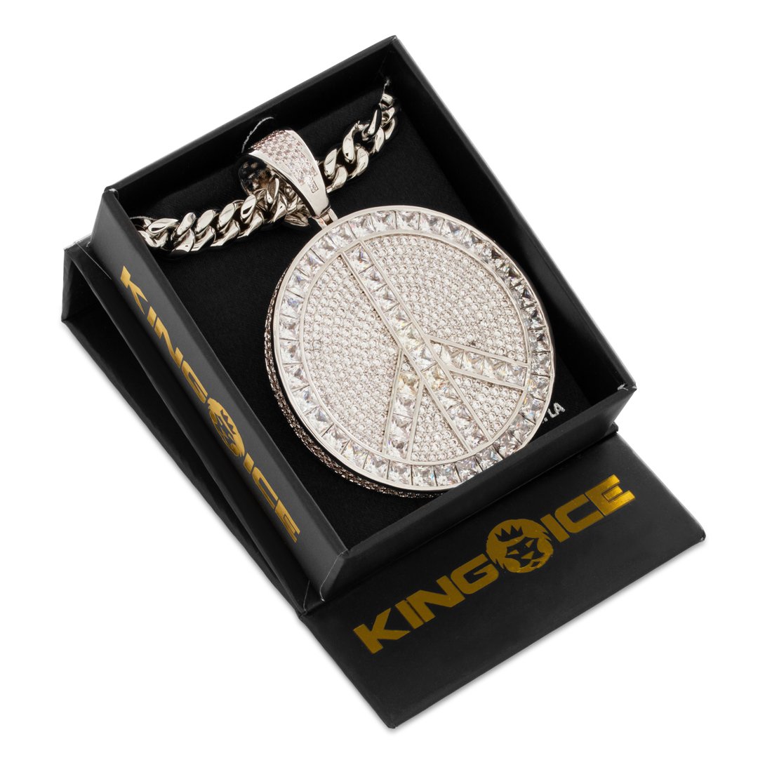 Peace and Love Medallion Necklace in by King Ice