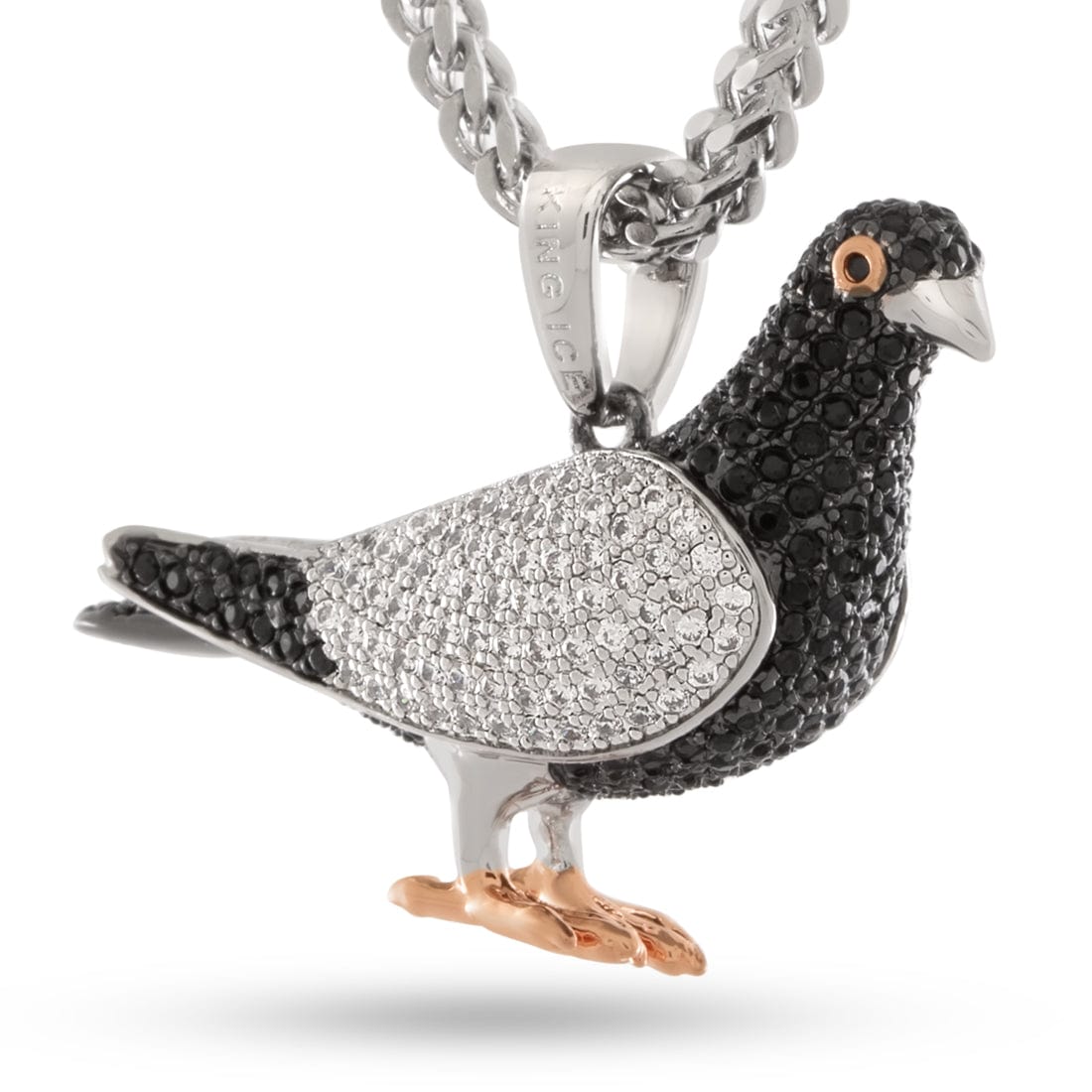 Pigeon Necklace  in  White Gold by King Ice