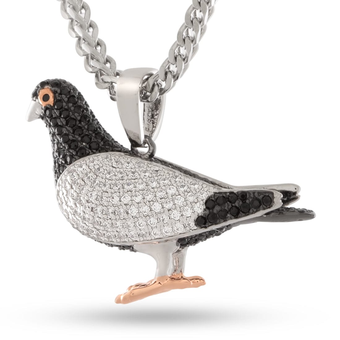 Pigeon Necklace  in  White Gold by King Ice