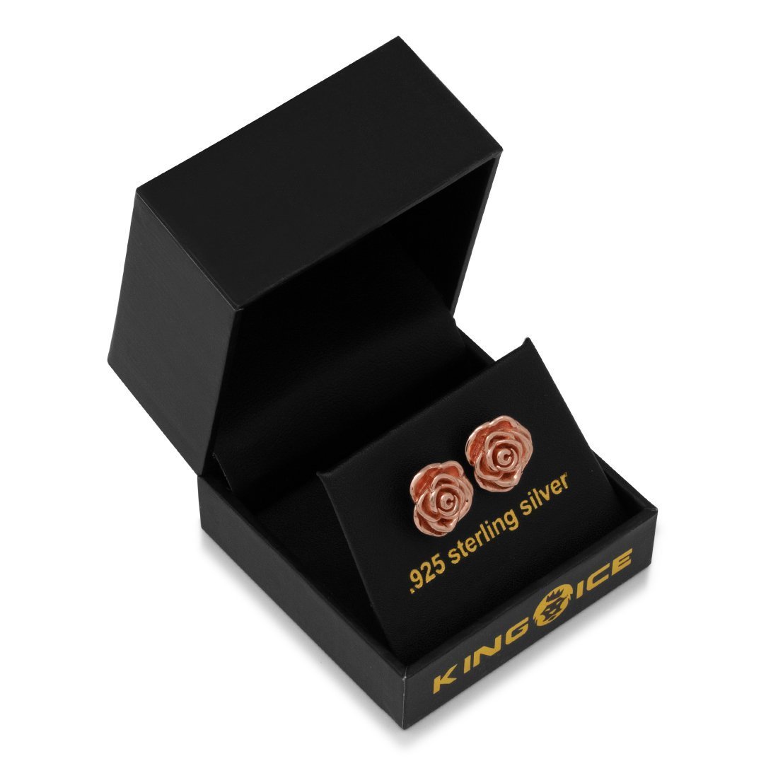 Roses are Red Stud Earrings in Sterling Silver / Rose Gold / 12mm by King Ice