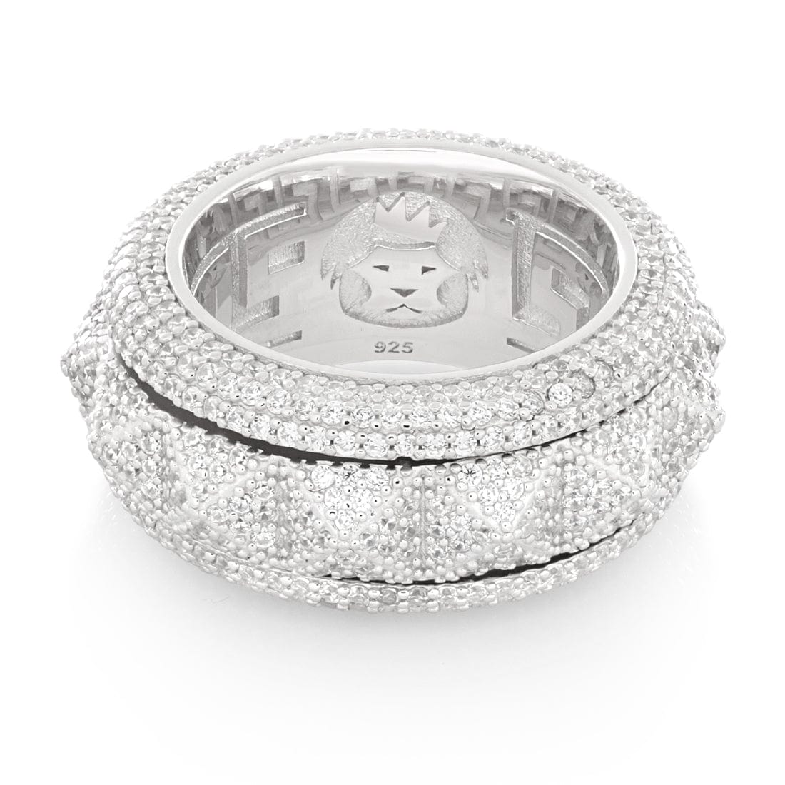 Spike-Studded Icy Spinner Ring  in  by King Ice