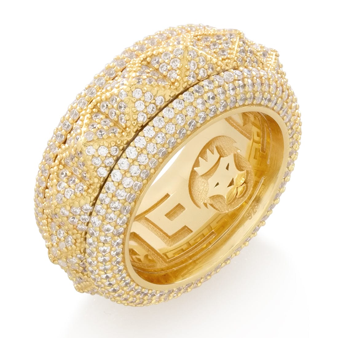 Spike-Studded Icy Spinner Ring in Sterling Silver / 14K Gold / 7 by King Ice