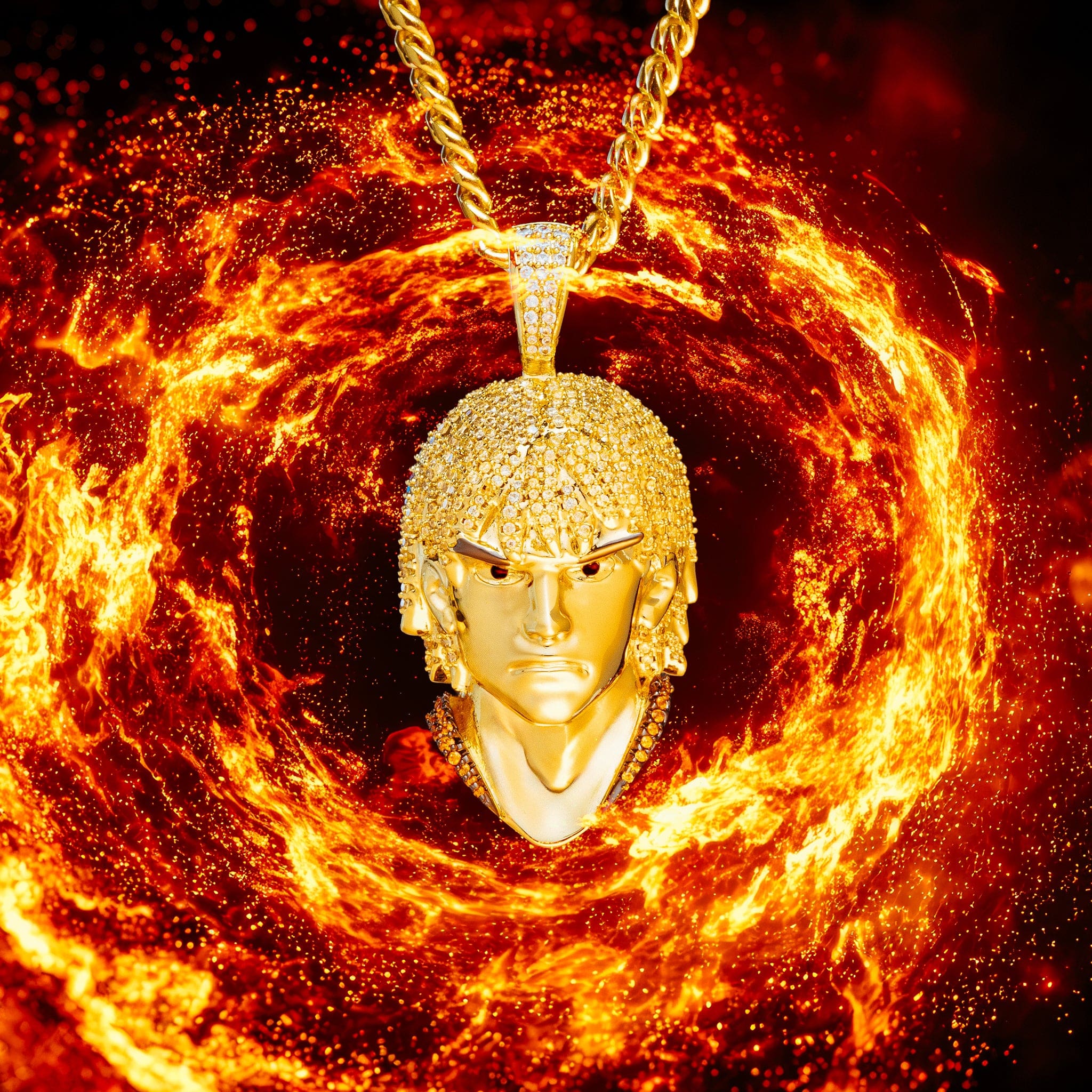 Street Fighter x King Ice - Ken Masters Necklace in 1" by King Ice