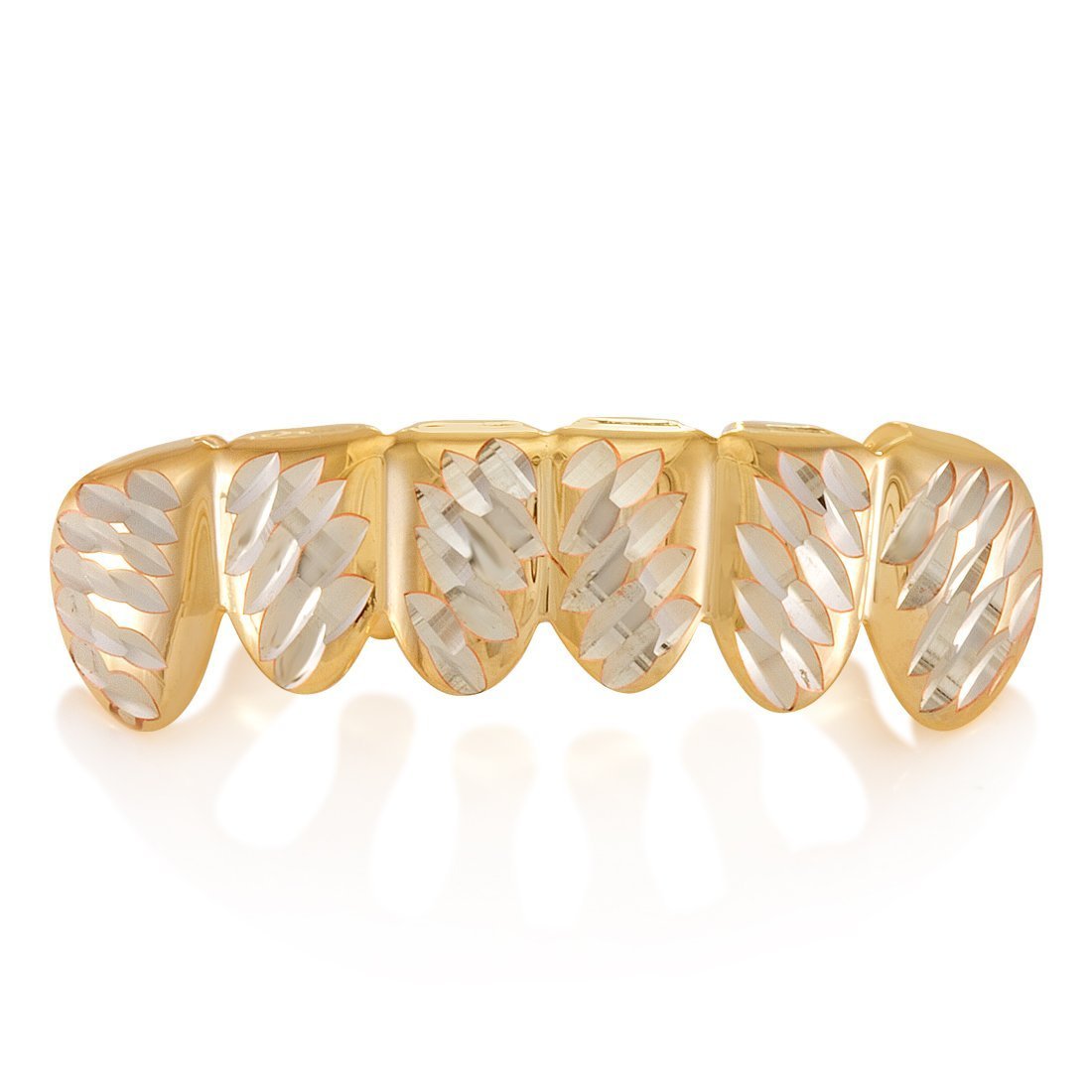 Two-Tone Faceted Grillz in 14K/White Gold / Bottom by King Ice