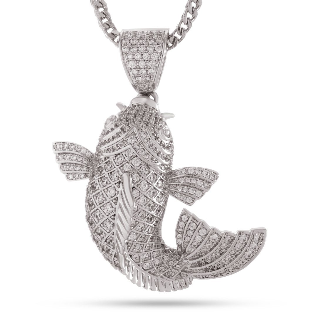 Utsurimono Koi Fish Necklace in White Gold / 2.1" by King Ice