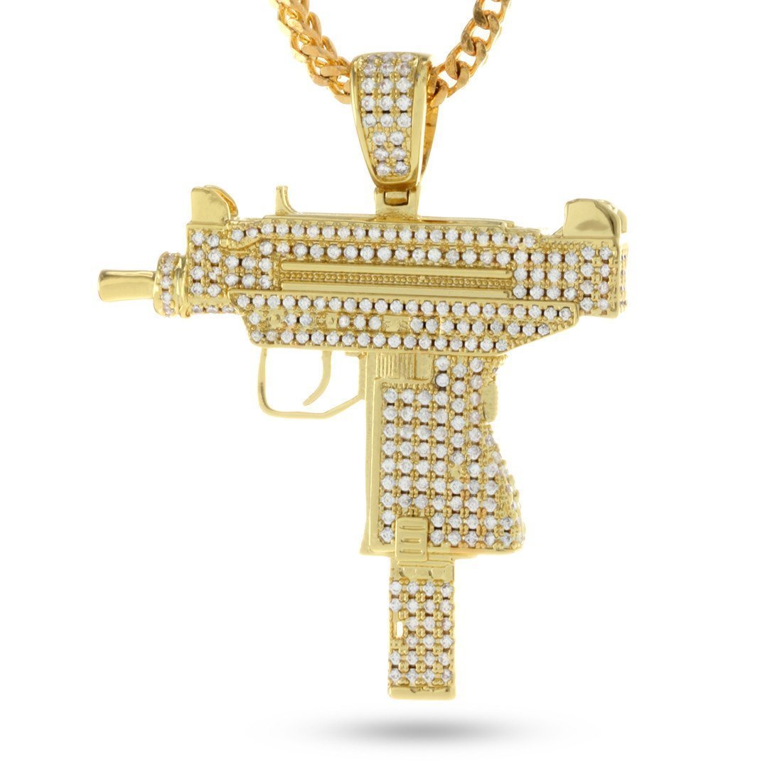 Uzi Necklace in 14K Gold / 2" by King Ice