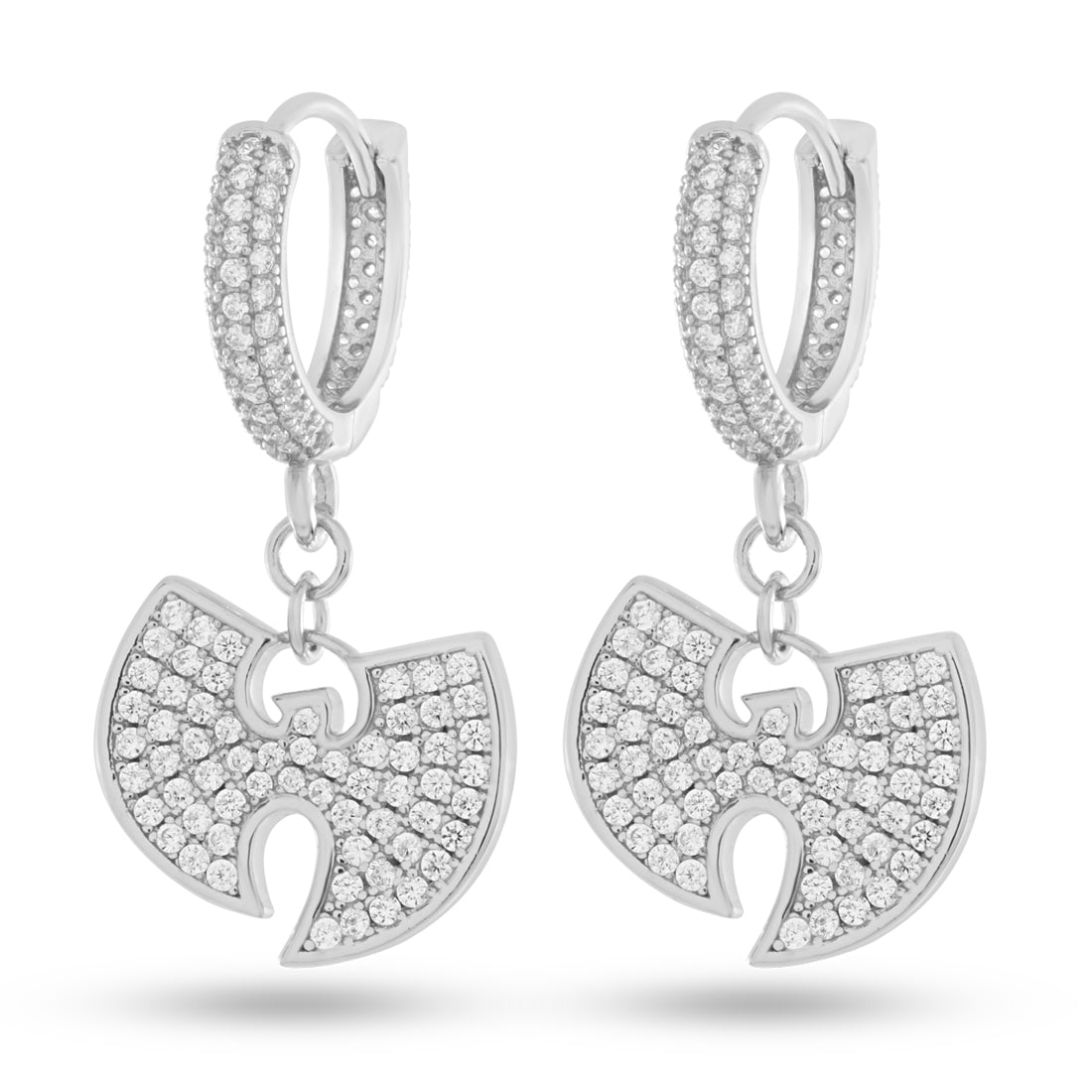Wu-Tang x King Ice - 14mm Hanging Logo Earrings in Sterling Silver / White Gold / 14mm by King Ice